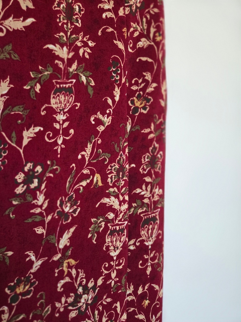 CHARTER CLUB WRAP MAXI SKIRT WOMEN BURGUNDY FLORAL PRINT 90's Y2K SZ 14 - Picture 3 of 9
